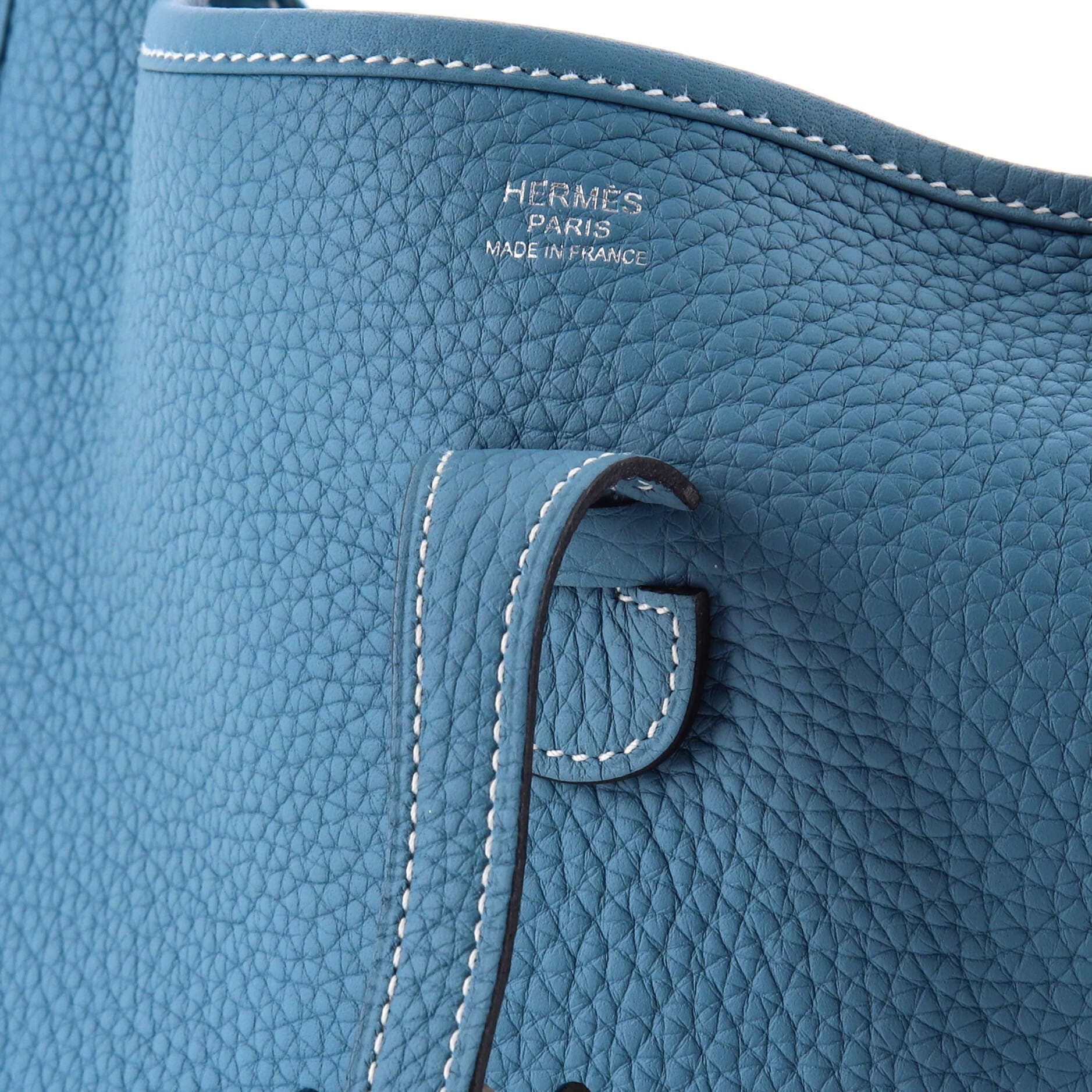 Pre-Owned Hermes Evelyne Bag Gen III Clemence PM, Alternate, color, New Bleu Jean