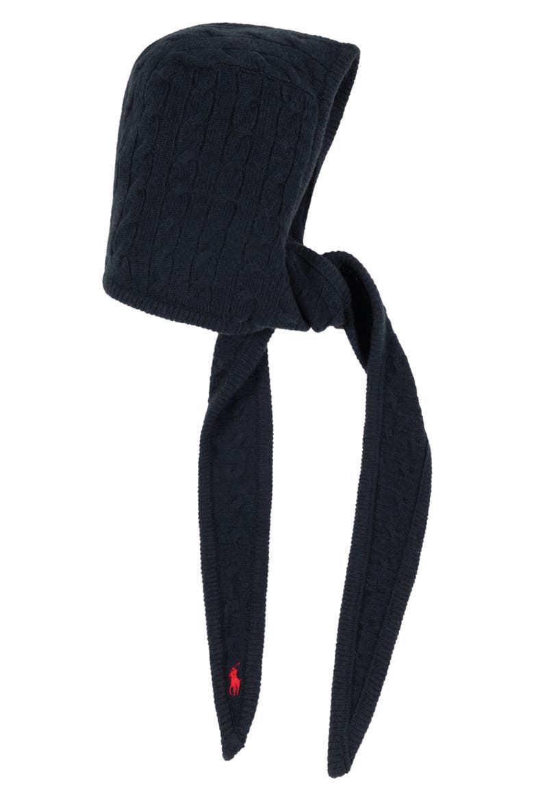 Cable Knit Hoodie Wrap, Alternate, color, HUNTER NAVY