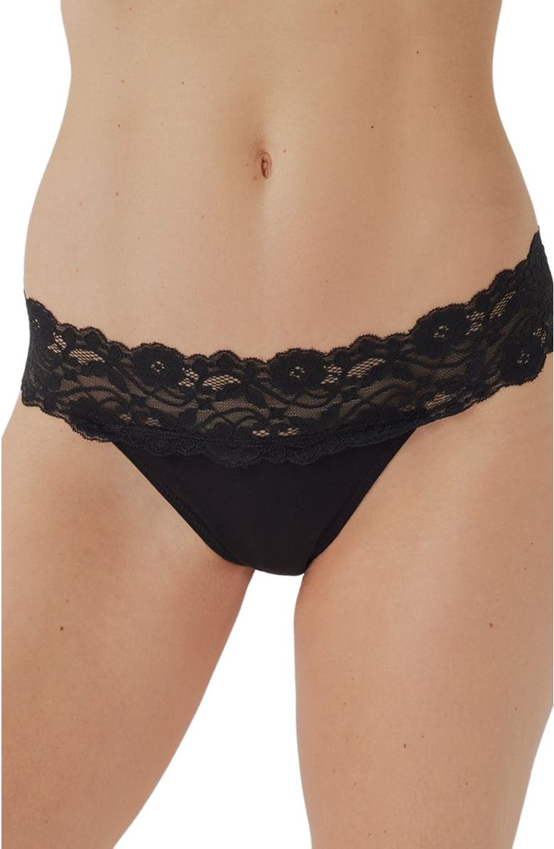 Pact Lace Waist Thong 3-Pack, Main, color, Black