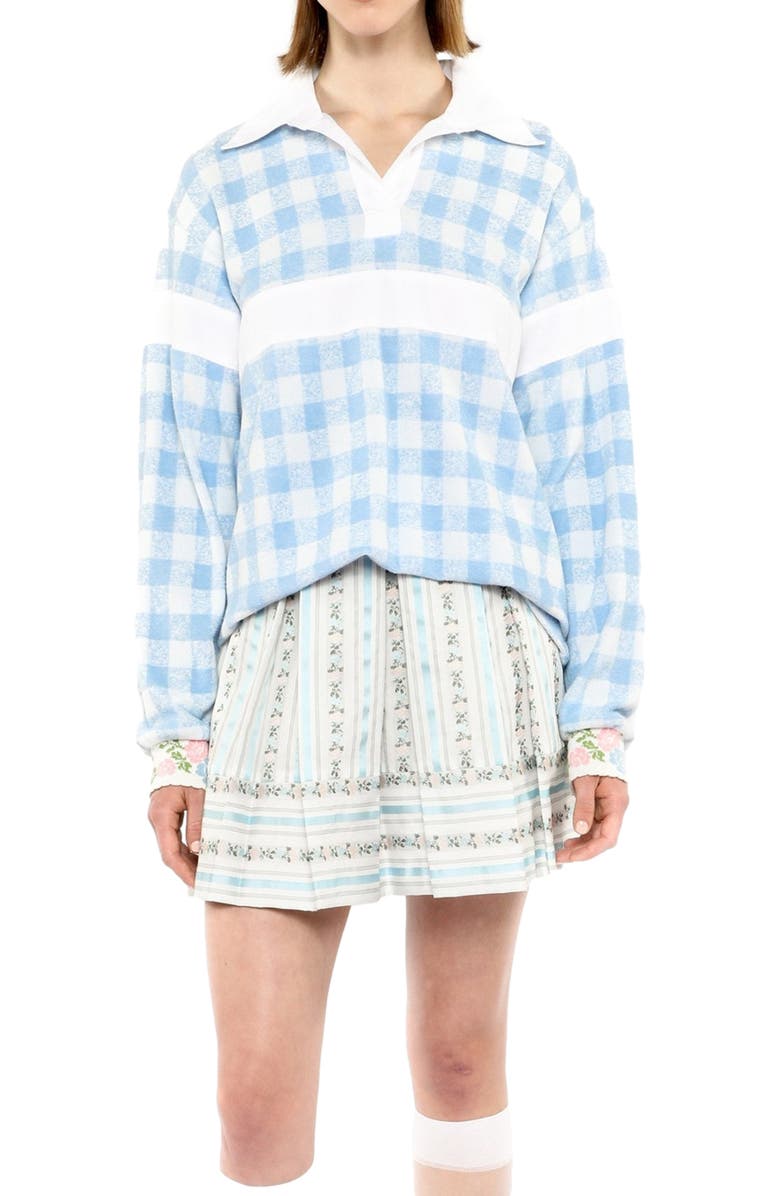 Anna Sui Gingham Terry Top, Alternate, color, Baby Blue