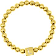 Adornia Crystal Initial Stretch Bracelet