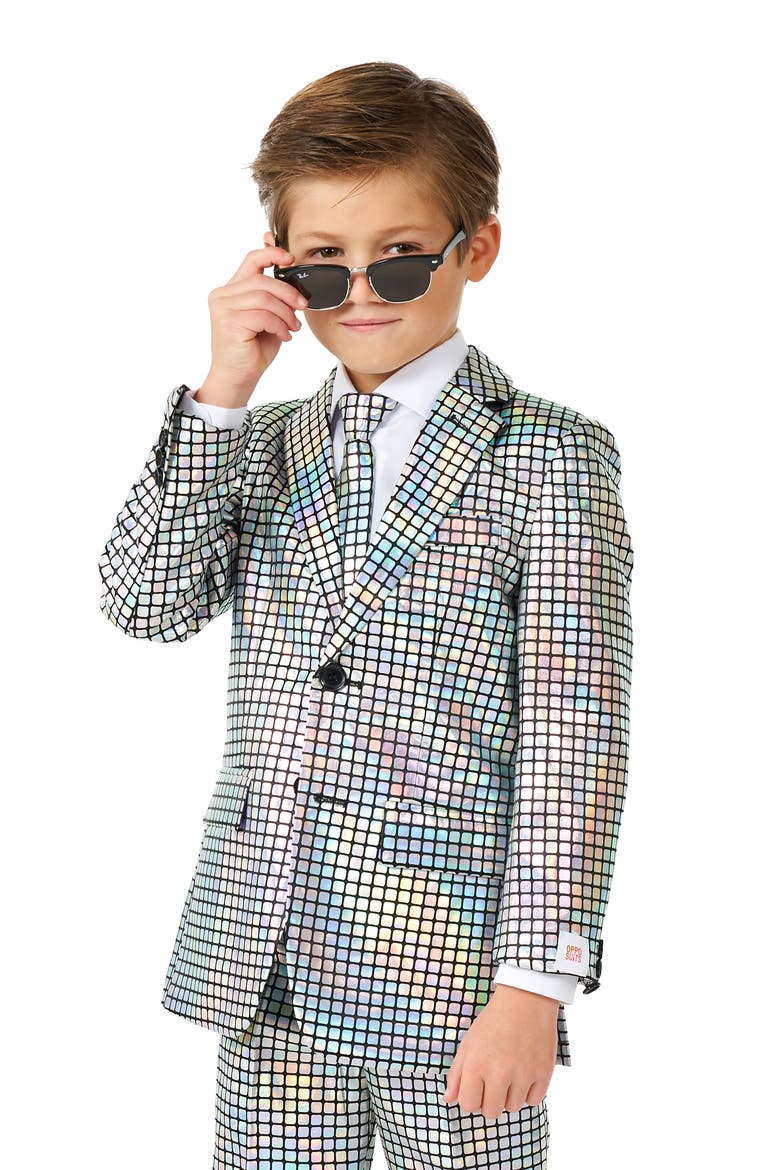 Kids' Metallic Disco Two-Piece Suit & Clip-On Tie, Alternate, color, MISCELLANEOUS