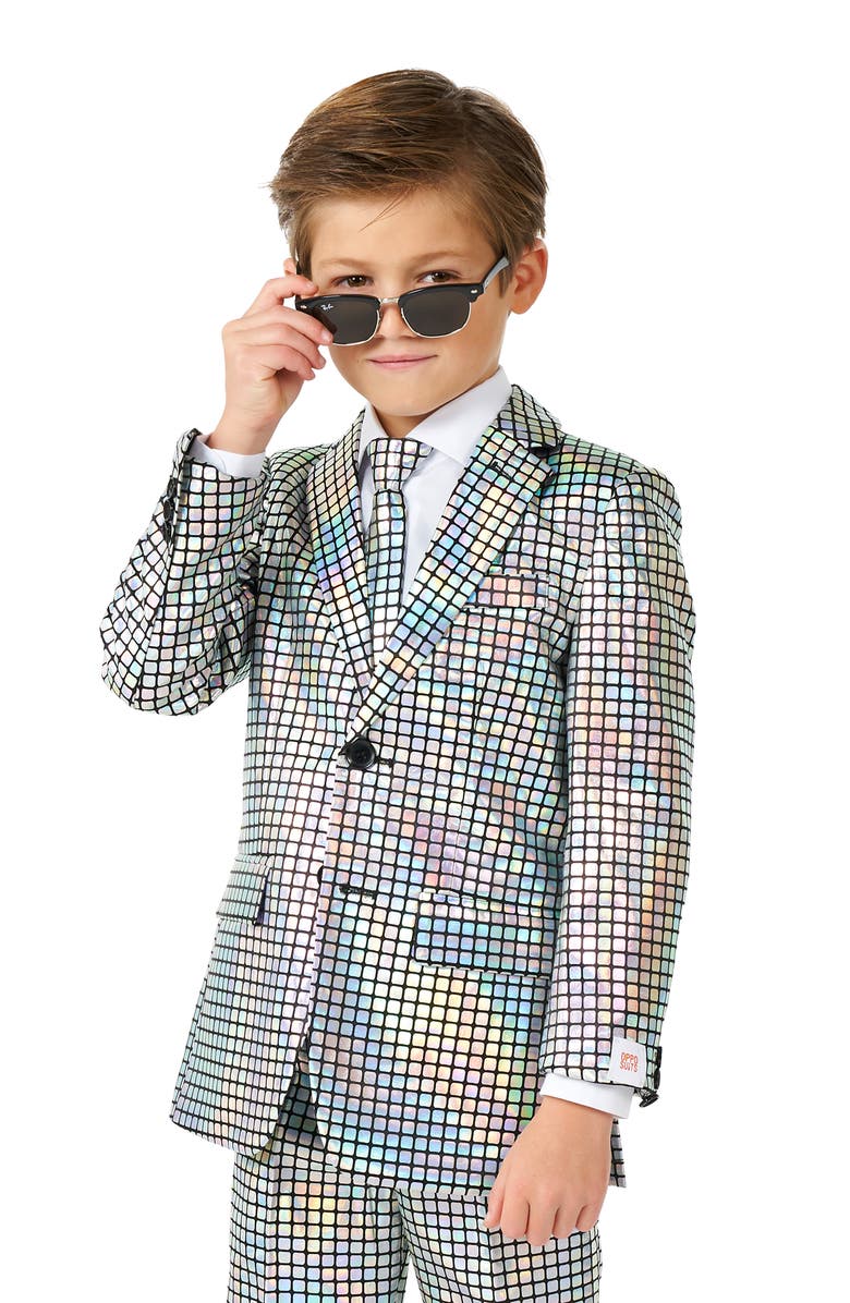 OppoSuits Kids' Metallic Disco Two-Piece Suit & Clip-On Tie, Alternate, color, Miscellaneous