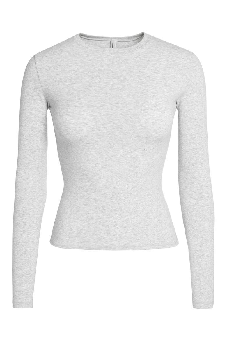 Stretch Cotton Jersey Long Sleeve T-Shirt, Alternate, color, LIGHT HEATHER GREY