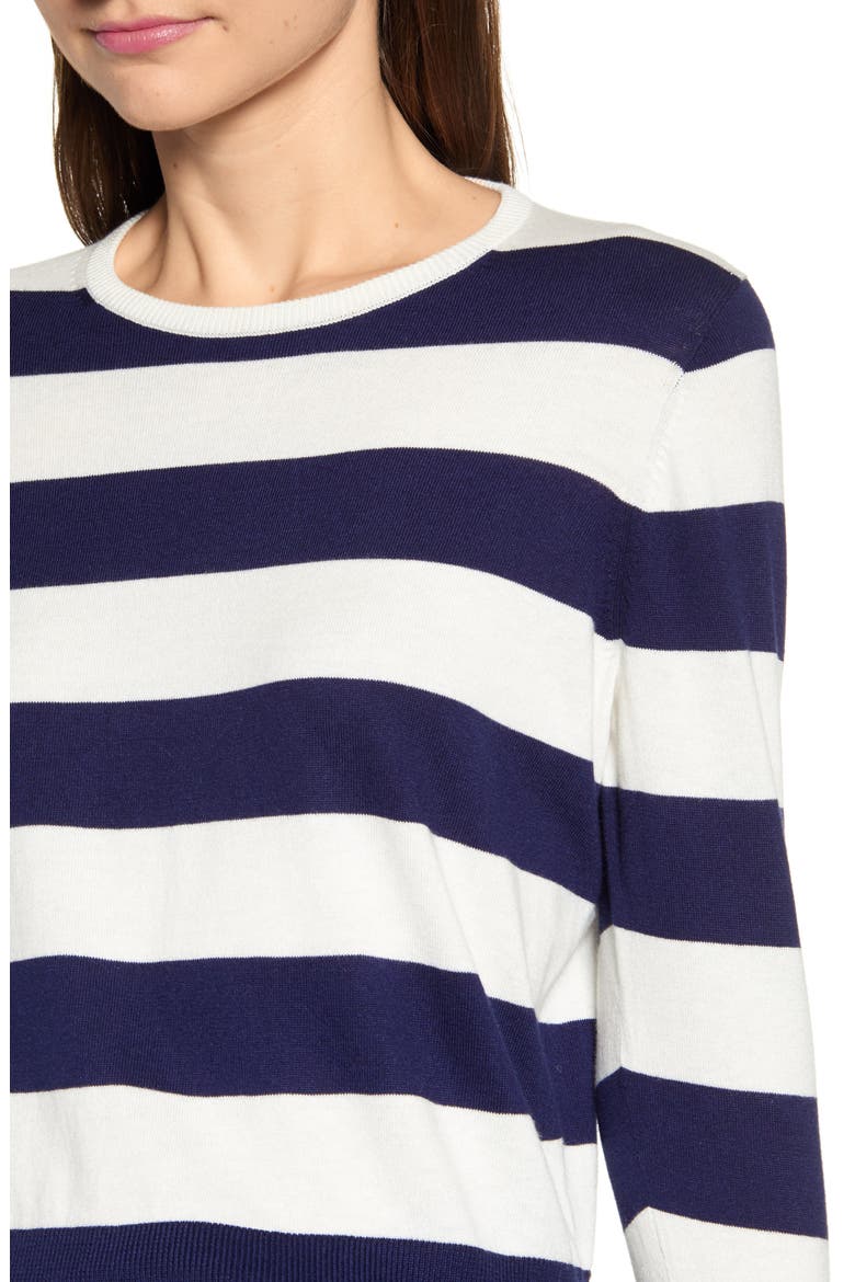 Stripe Crewneck Sweater, Alternate, color, NAVY/ IVORY