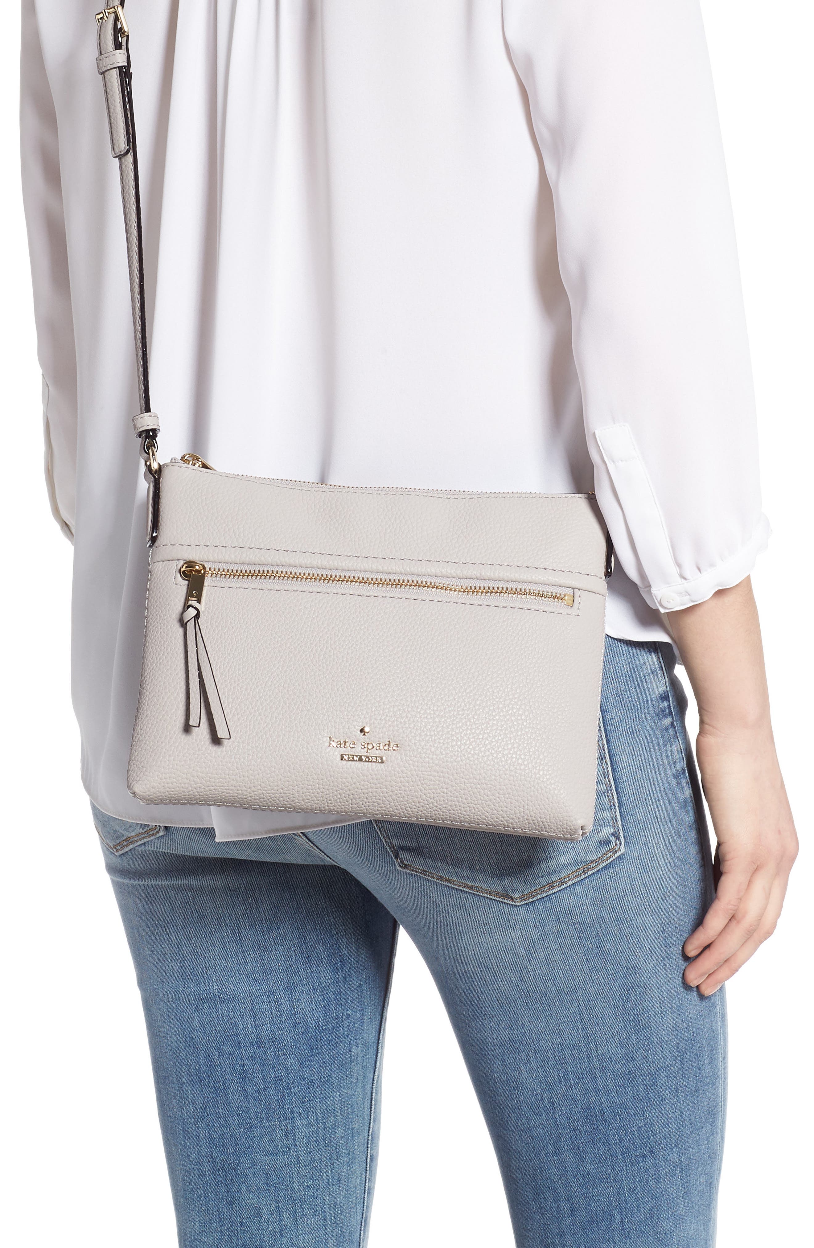 jackson street - gabriele leather crossbody bag, Alternate, color, ASH GREY