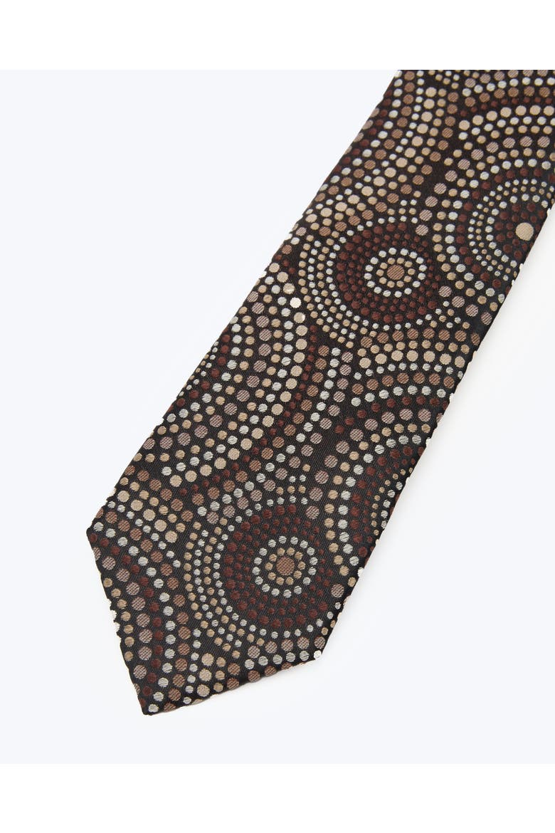 Halo Dots Silk Jacquard Tie, Alternate, color, Brown