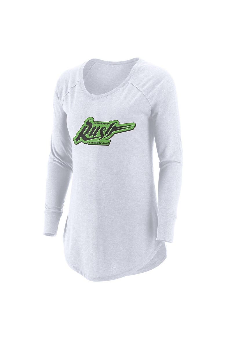Women's White Saskatchewan Rush Primary Logo Tri-Blend Long Sleeve T-Shirt, Alternate, color, White
