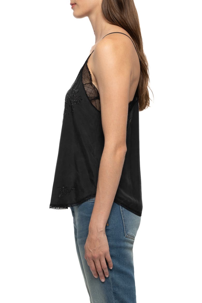 Christy Silk Strass Paisley Camisole, Alternate, color, BLACK