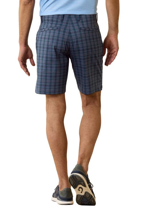 Tommy Bahama On Pair Plaid Flat Front Performance Golf Shorts In Blue
