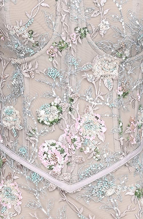 House Of Cb Naima Embroidered Sequin Mermaid Gown In Silver Lining