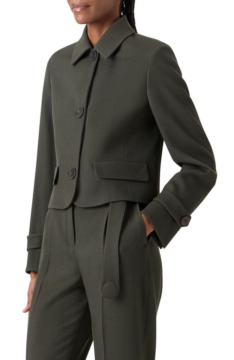 Akris punto Boxy Wool Tricotine Jacket, Alternate, color, Olive