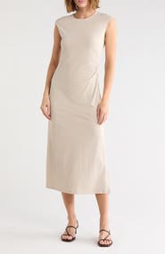 Theory Pleated Cap Sleeve Midi Dress