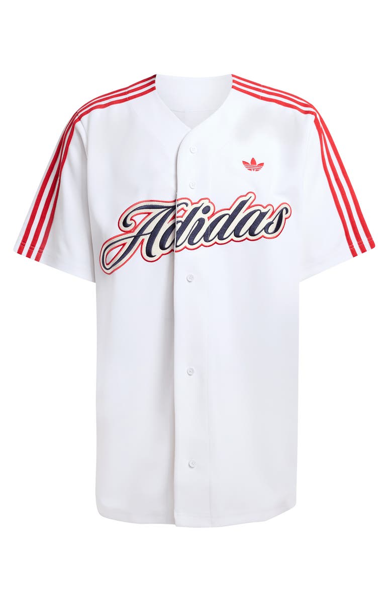 adidas Summer League Varsity Baseball Jersey, Alternate, color, White/ Better Scarlet/