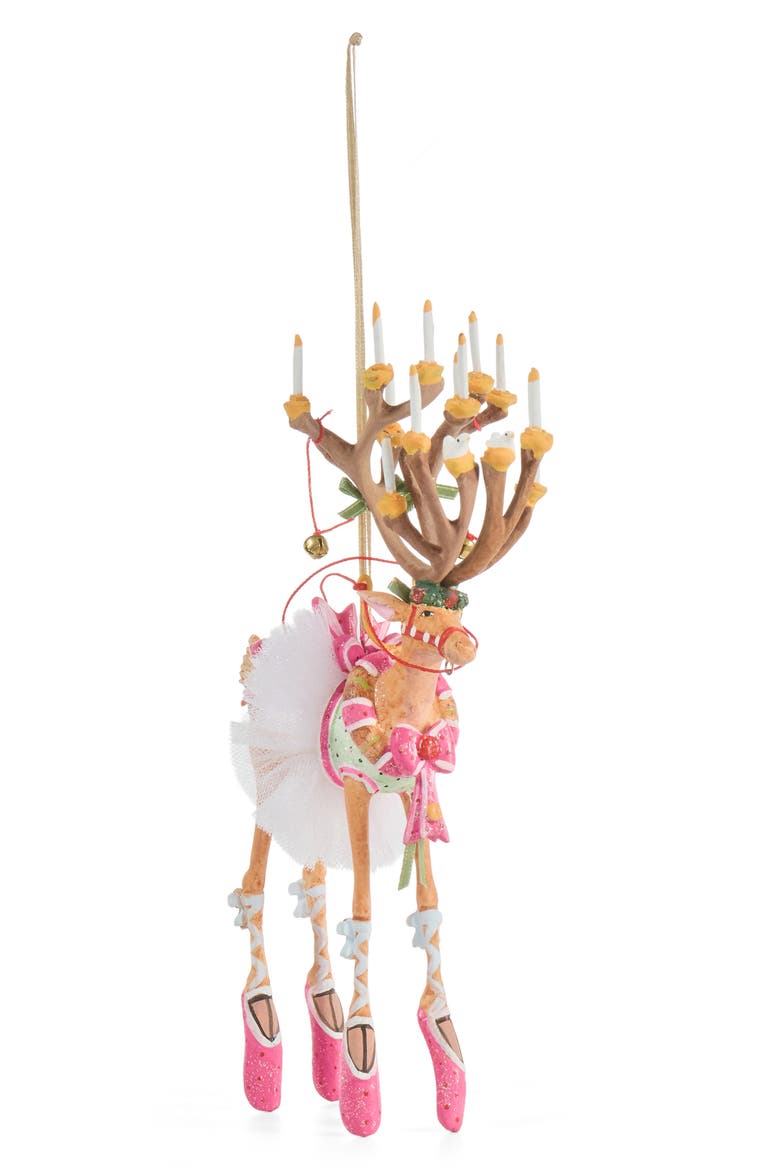 Patience Brewster Dash Away Dancer Reindeer Ornament, Main, color, PINK