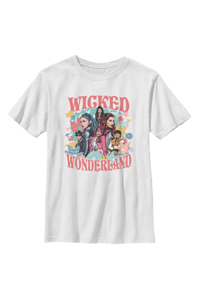 Boy's Descendants Wicked Wonderland Team Adventures  Graphic T-Shirt, Main, color, White