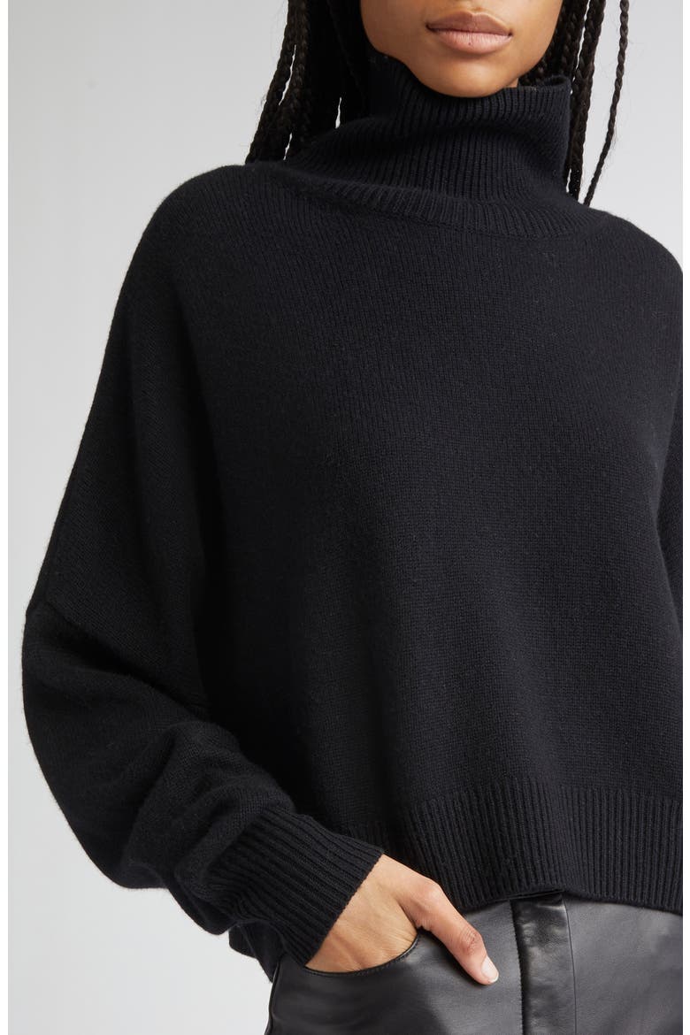 Luke Stand Collar Wool & Cashmere Sweater, Alternate, color, BLACK