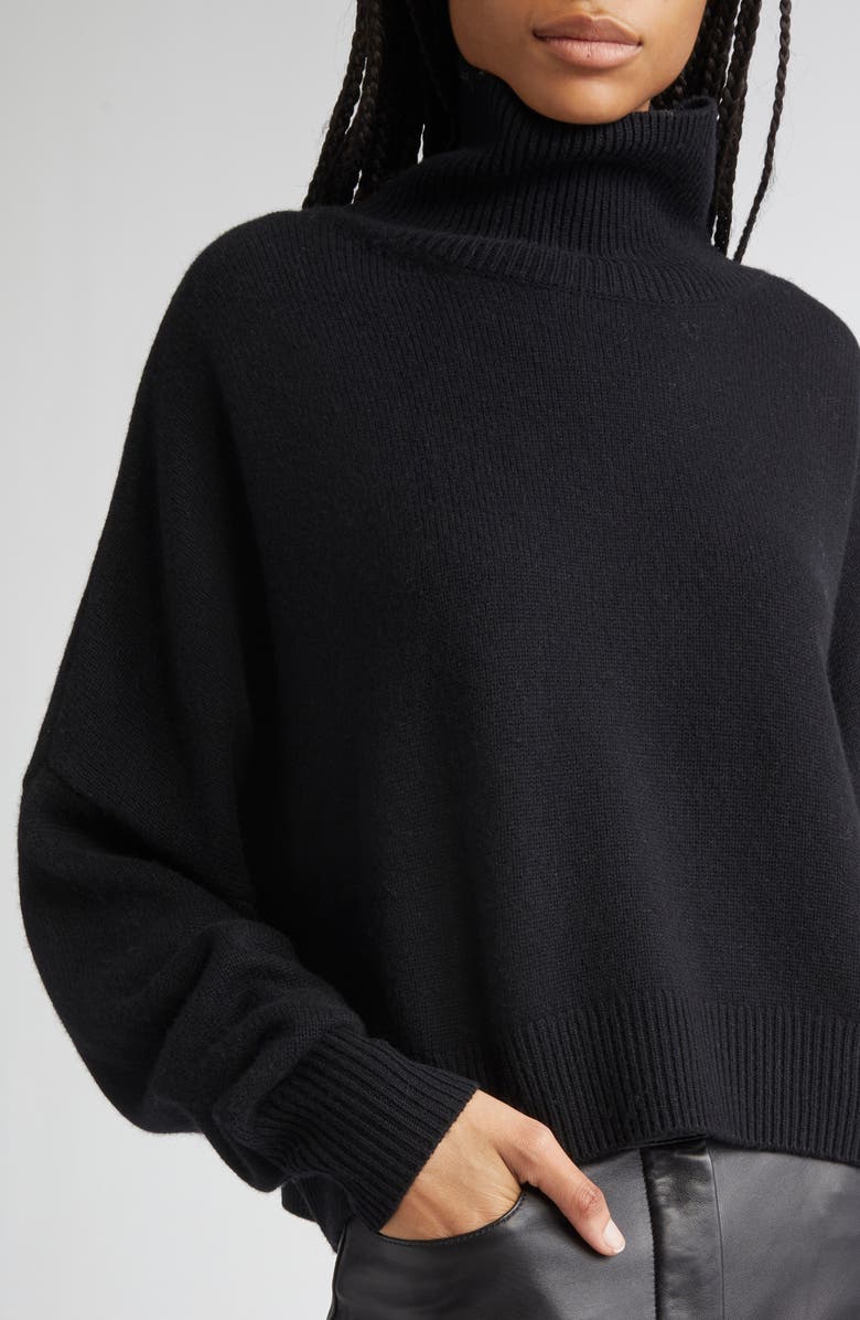 LOULOU DE SAISON Luke Stand Collar Wool & Cashmere Sweater, Alternate, color, Black