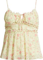 BP. Floral Mesh Ruffle Trim Camisole