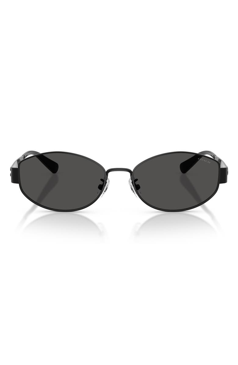 COACH 57mm Irregular Sunglasses, Main, color, Shiny Black / Grey Solid