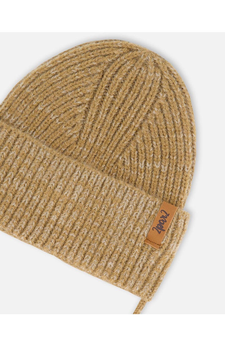 Deux par Deux Baby Unisex Mid-Season Knit Hat With Strings Brown Pink, Alternate, color, Terra Cotta