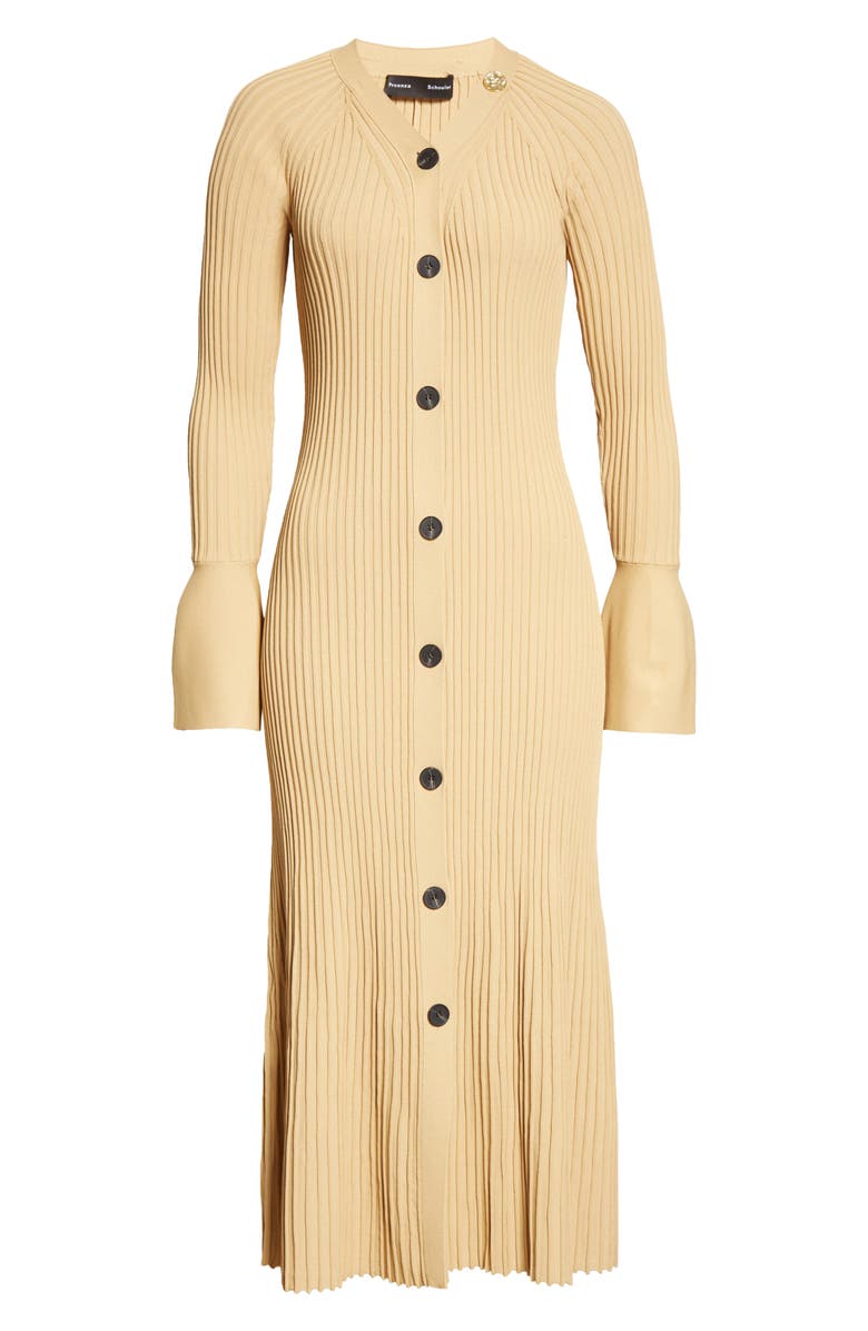 Proenza Schouler Rib Long Sleeve Dress, Alternate, color, 