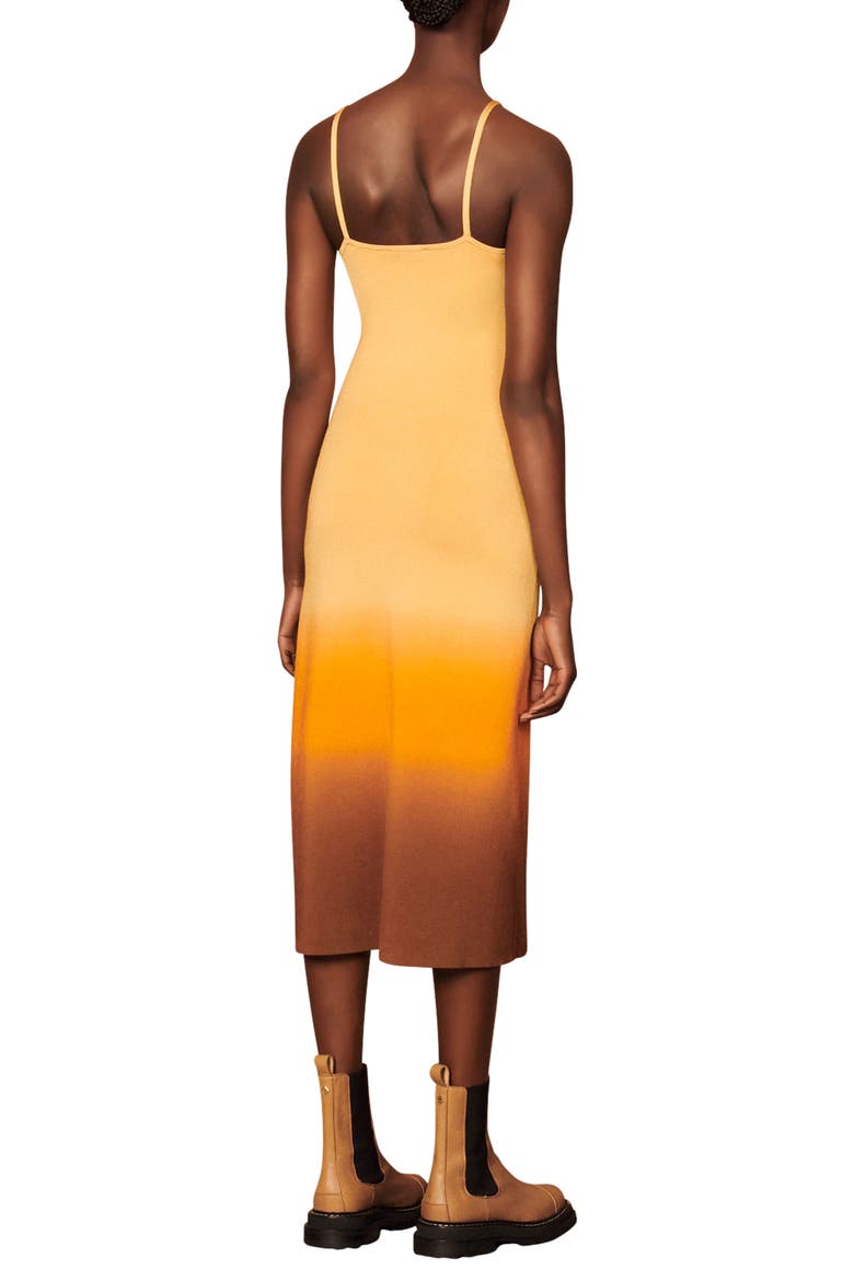 Aja Cutout Ombré Midi Dress, Alternate, color, BEIGE / ORANGE / MARRON
