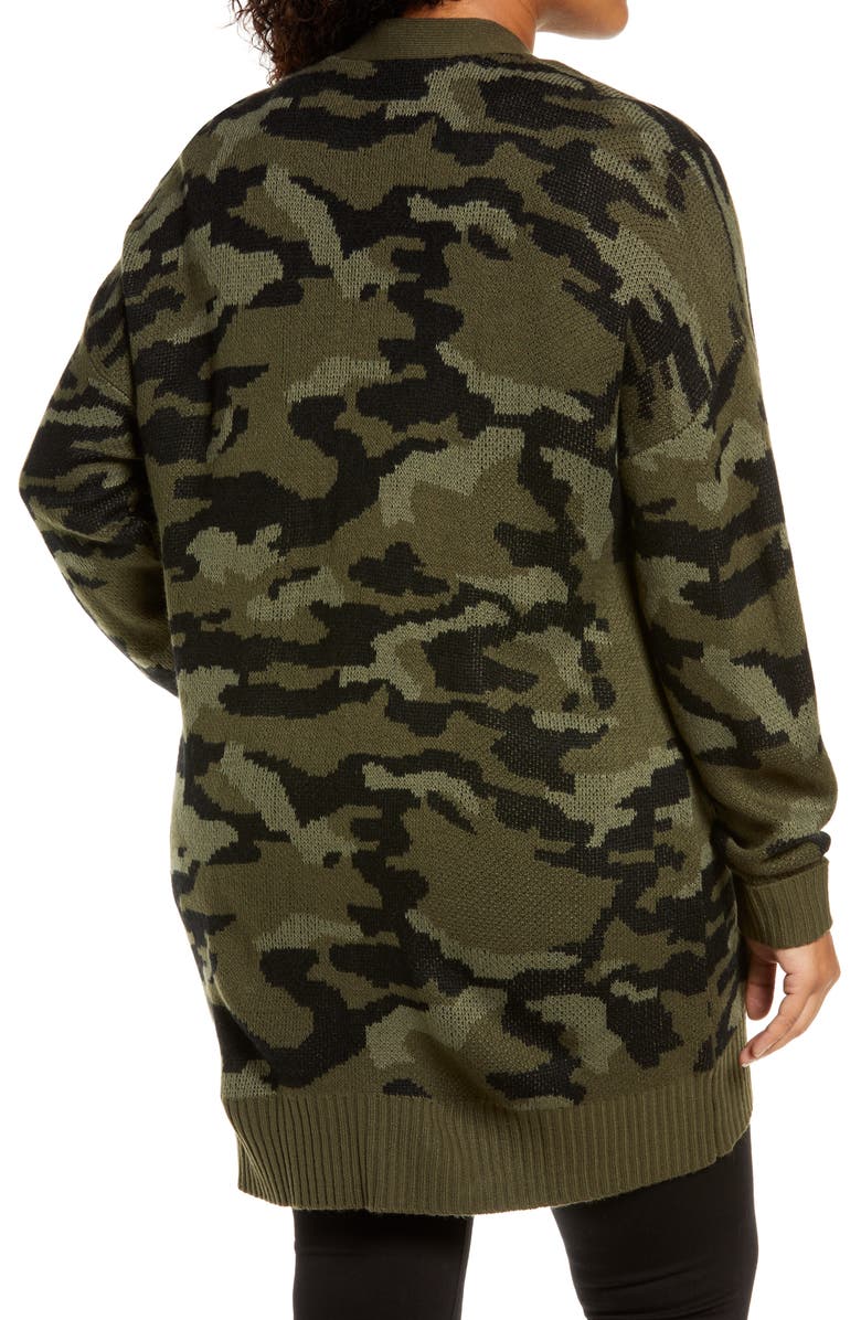 Bobeau Camo Open Front Cardigan, Alternate, color, 