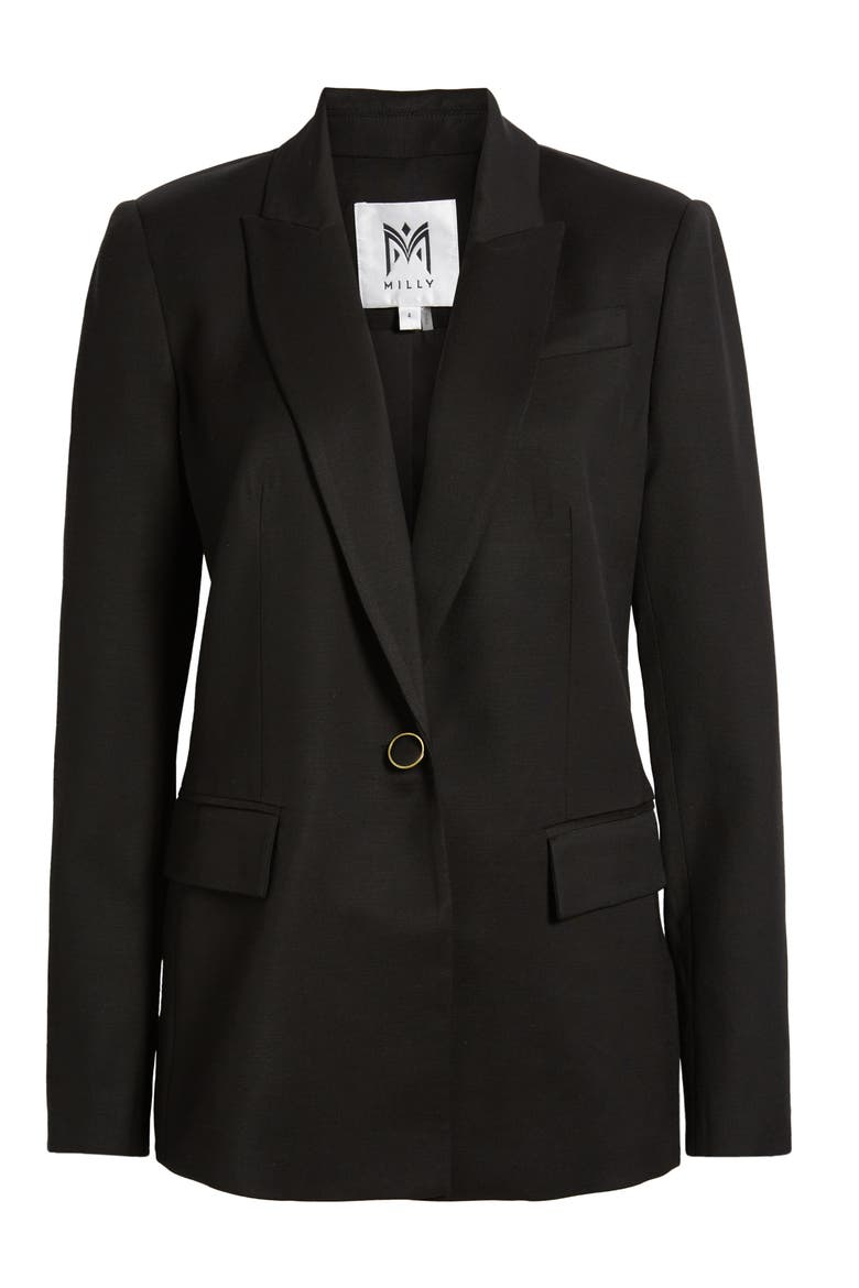 Alexa One-Button Twill Jacket, Alternate, color, BLACK
