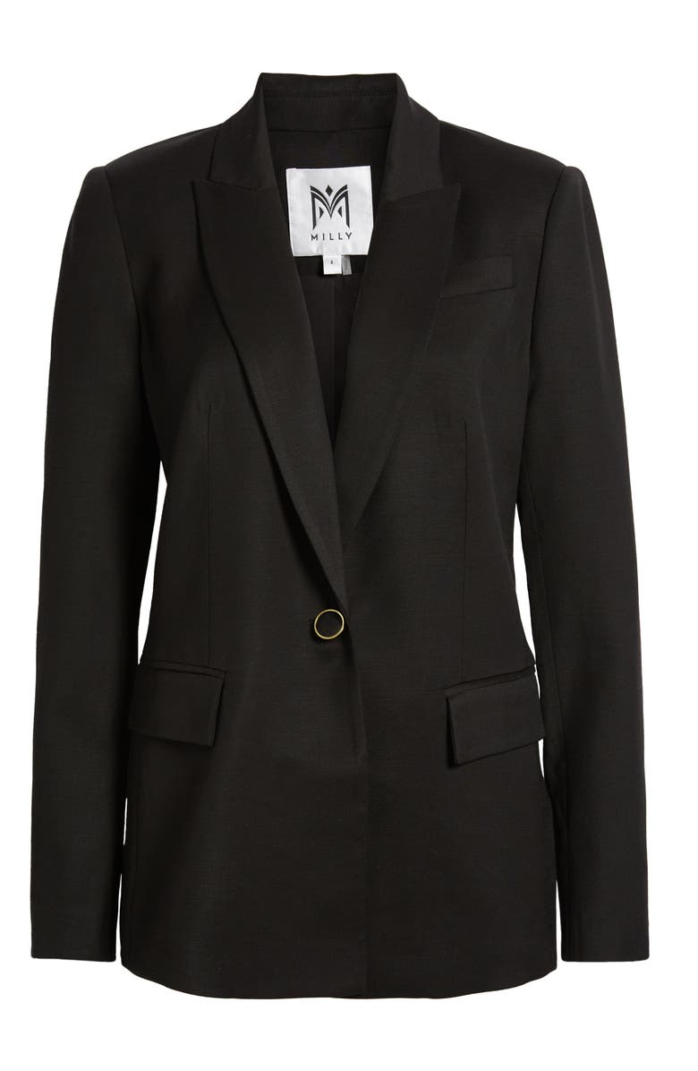Milly Alexa One-Button Twill Jacket, Alternate, color,