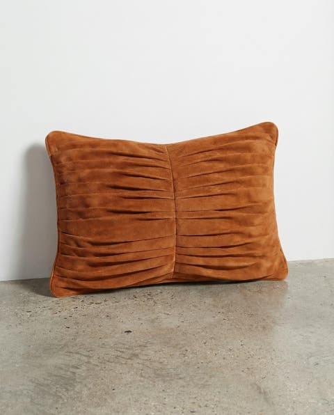 Pleated Cotton Suede Pillow