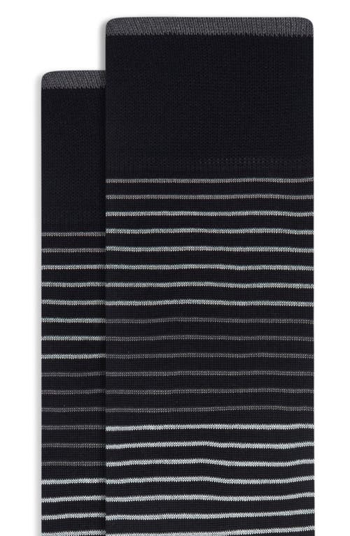 Bugatchi Gradient Stripe Mercerized Cotton Blend Dress Socks In Black