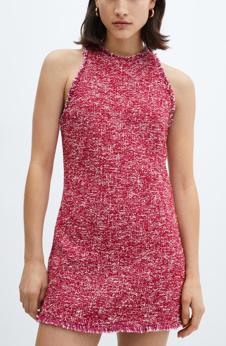 MANGO Sleeveless Tweed Dress, Alternate, color,