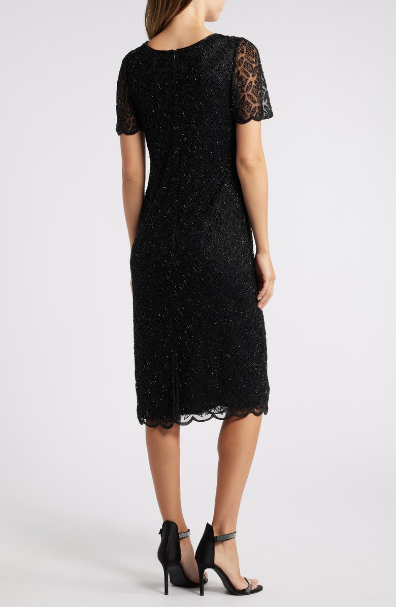 Pisarro Nights Beaded Midi Cocktail Dress, Alternate, color, Black