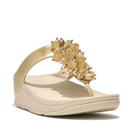 Fitflop Fino Bauble-bead Toe-post Sandals In Silver