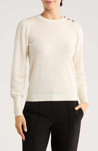 Bruno Magli Button Shoulder Wool & Cashmere Blend Sweater