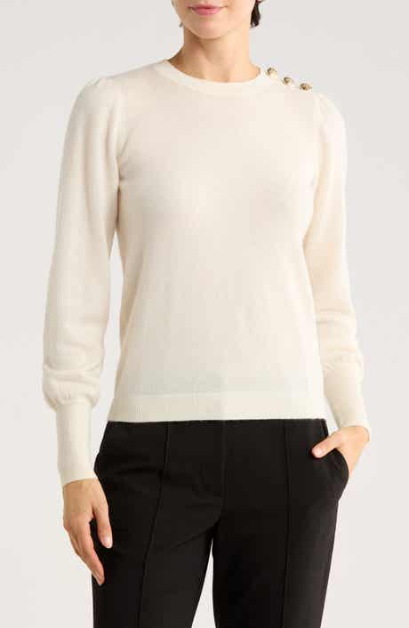 Bruno Magli Button Shoulder Wool & Cashmere Blend Sweater