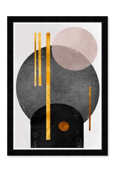 Modern Day Shapes Beige Framed Wall Art