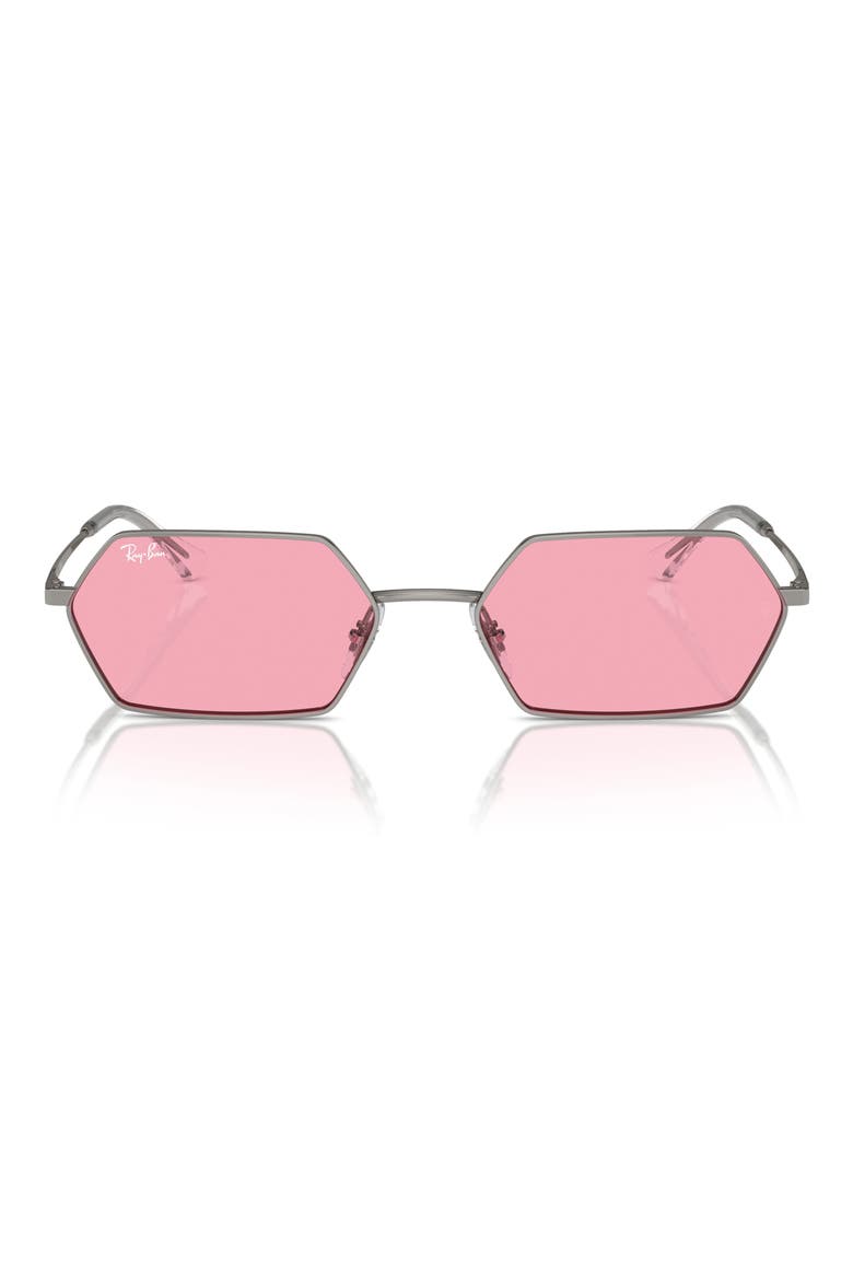 Yevi 58mm Tinted Rectangular Sunglasses, Main, color, PINK