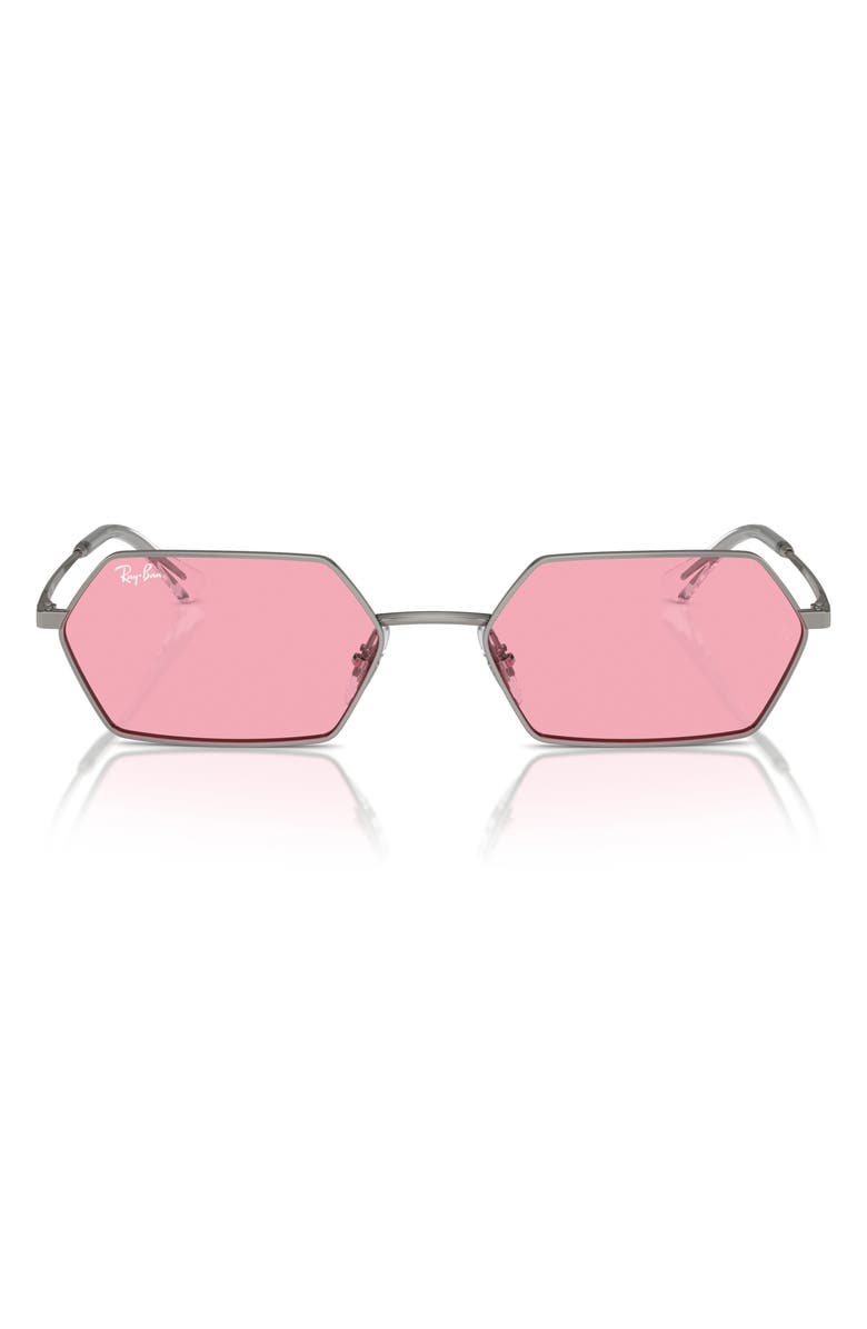 Ray-Ban 55mm Frameless Rectangle Sunglasses, Main, color, Pink