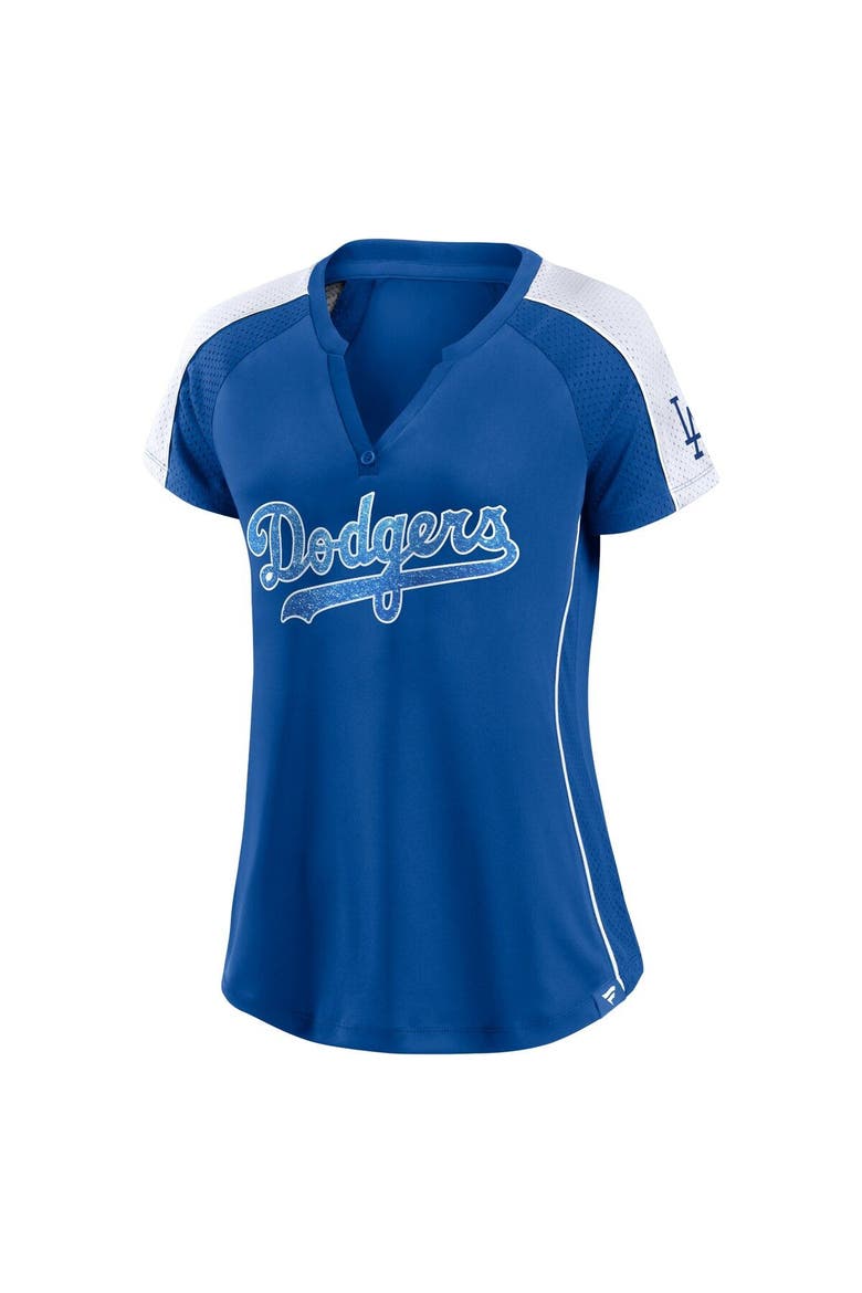 Women's Fanatics Branded Royal/White Los Angeles Dodgers True Classic League Diva Pinstripe Raglan V-Neck T-Shirt, Alternate, color, Royal