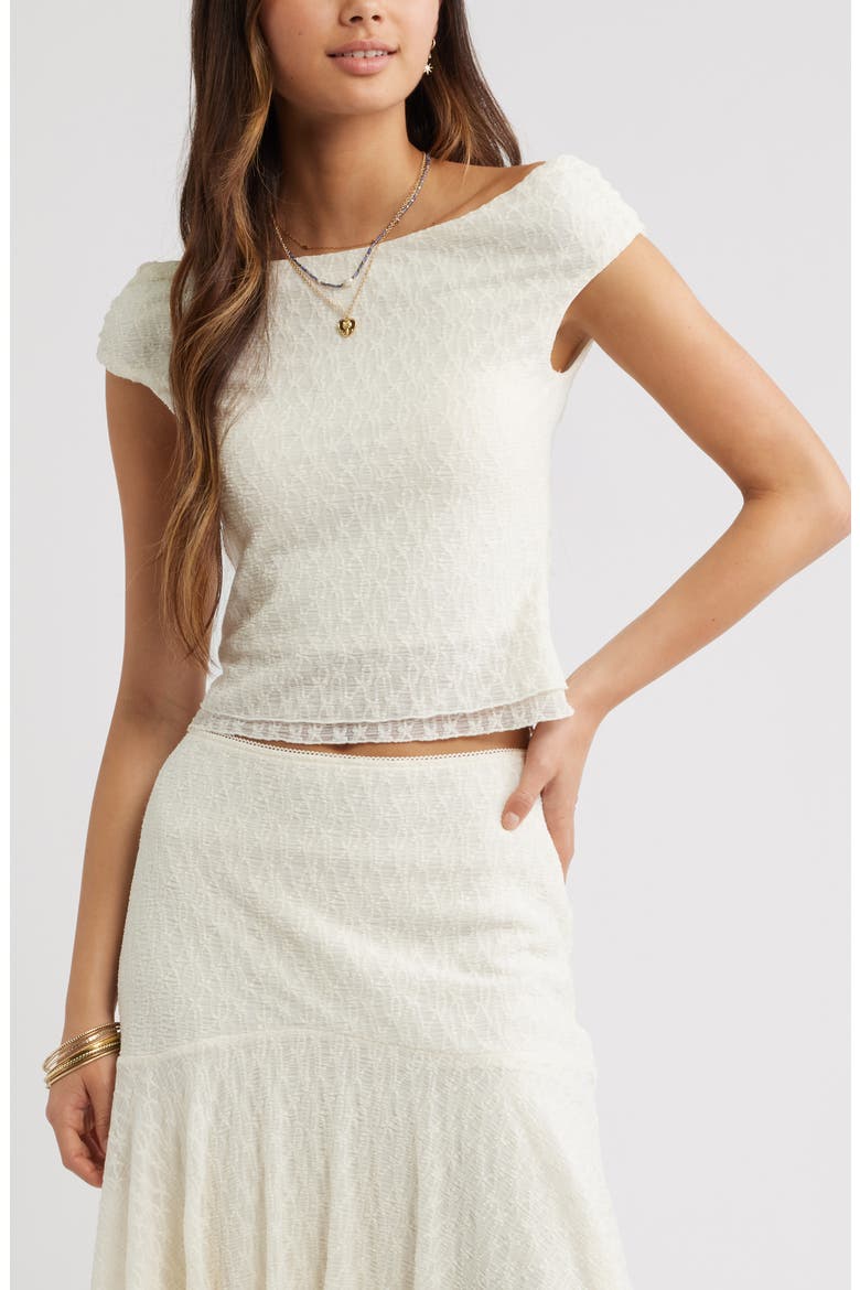Off the Shoulder Lace Knit Top, Main, color, IVORY