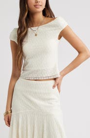 BP. Off the Shoulder Lace Knit Top