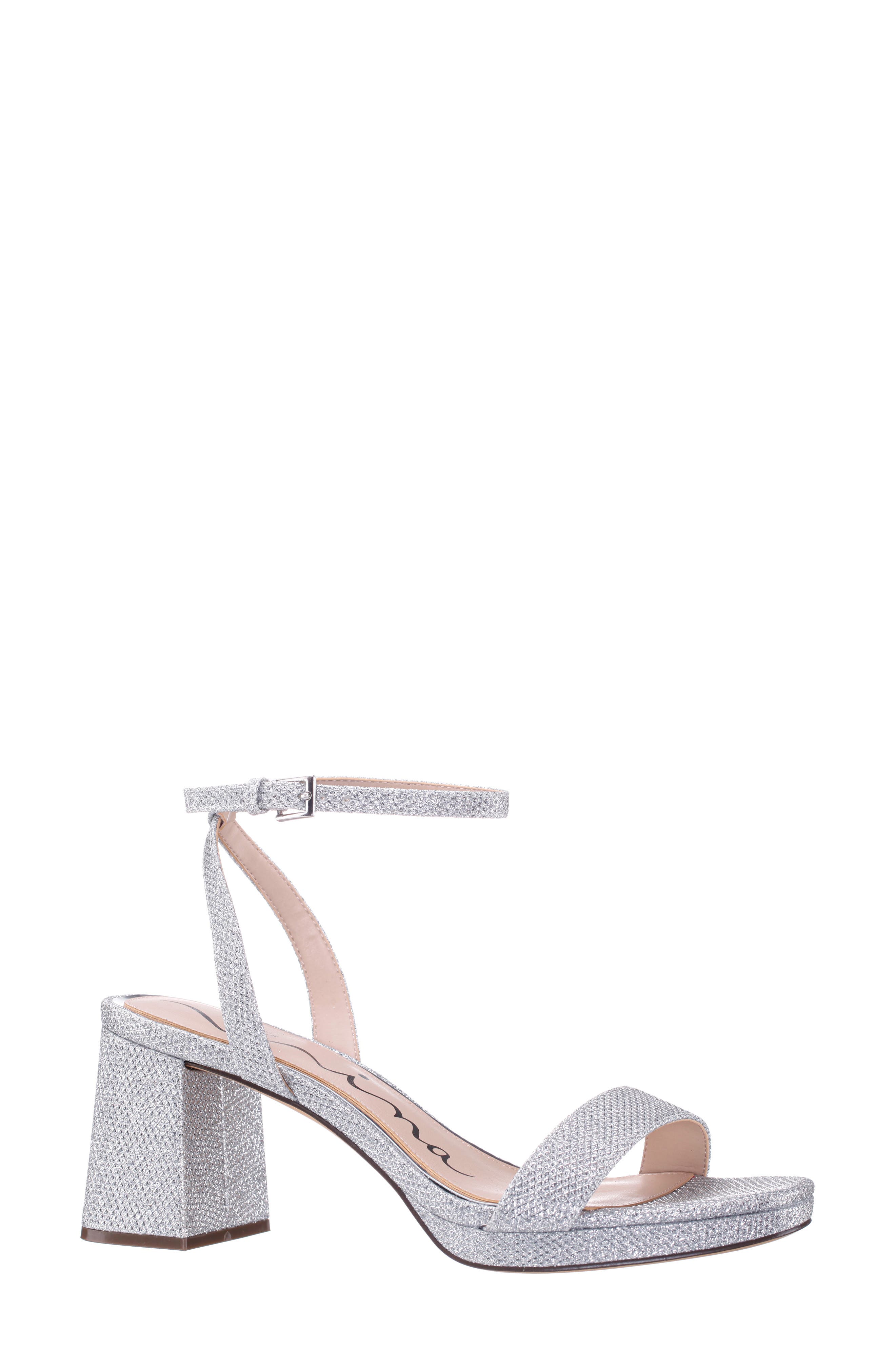 Nina Bergen Ankle Strap Sandal, Main, color, Silver