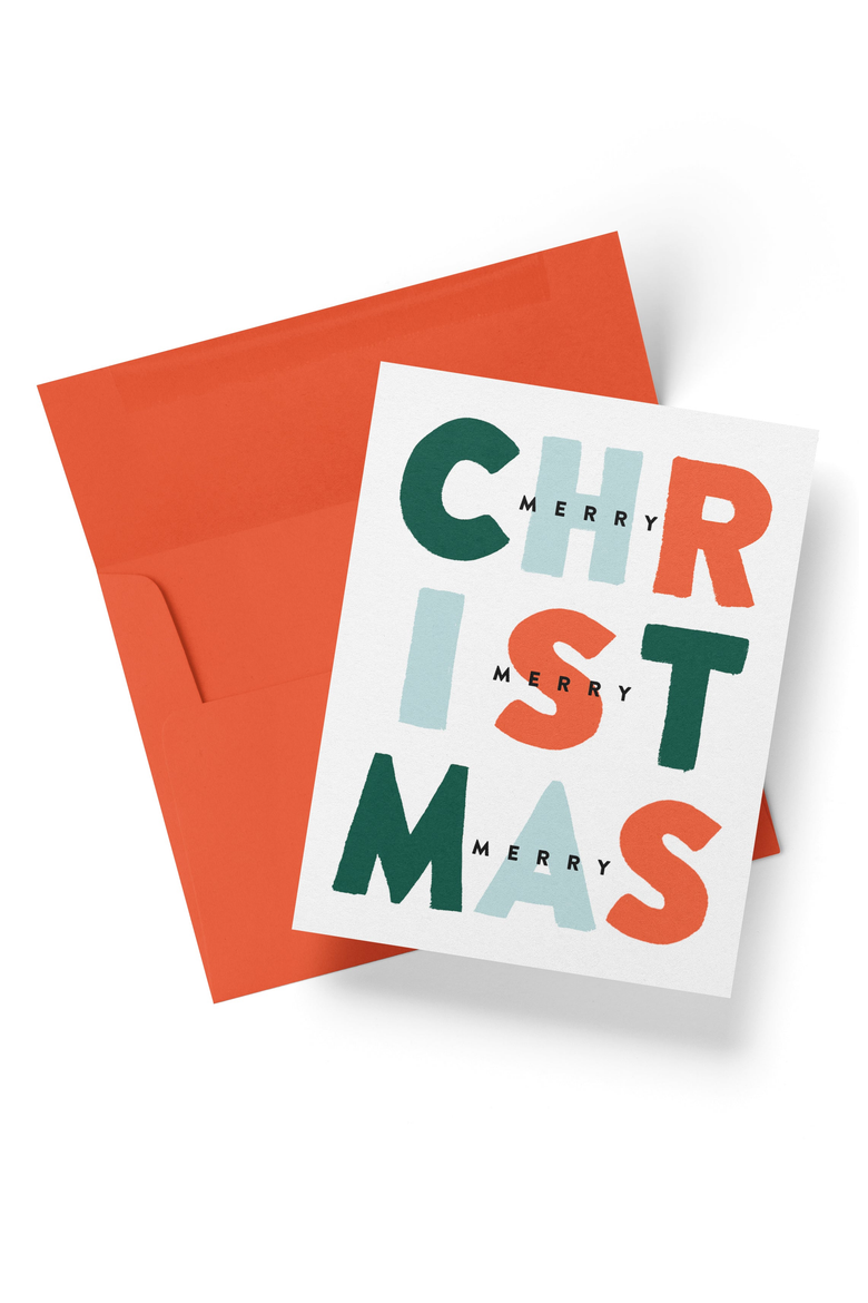 Merry Christmas Colorful Hand-Lettered Boxed Set of 8 Cards, Alternate, color, Colorful