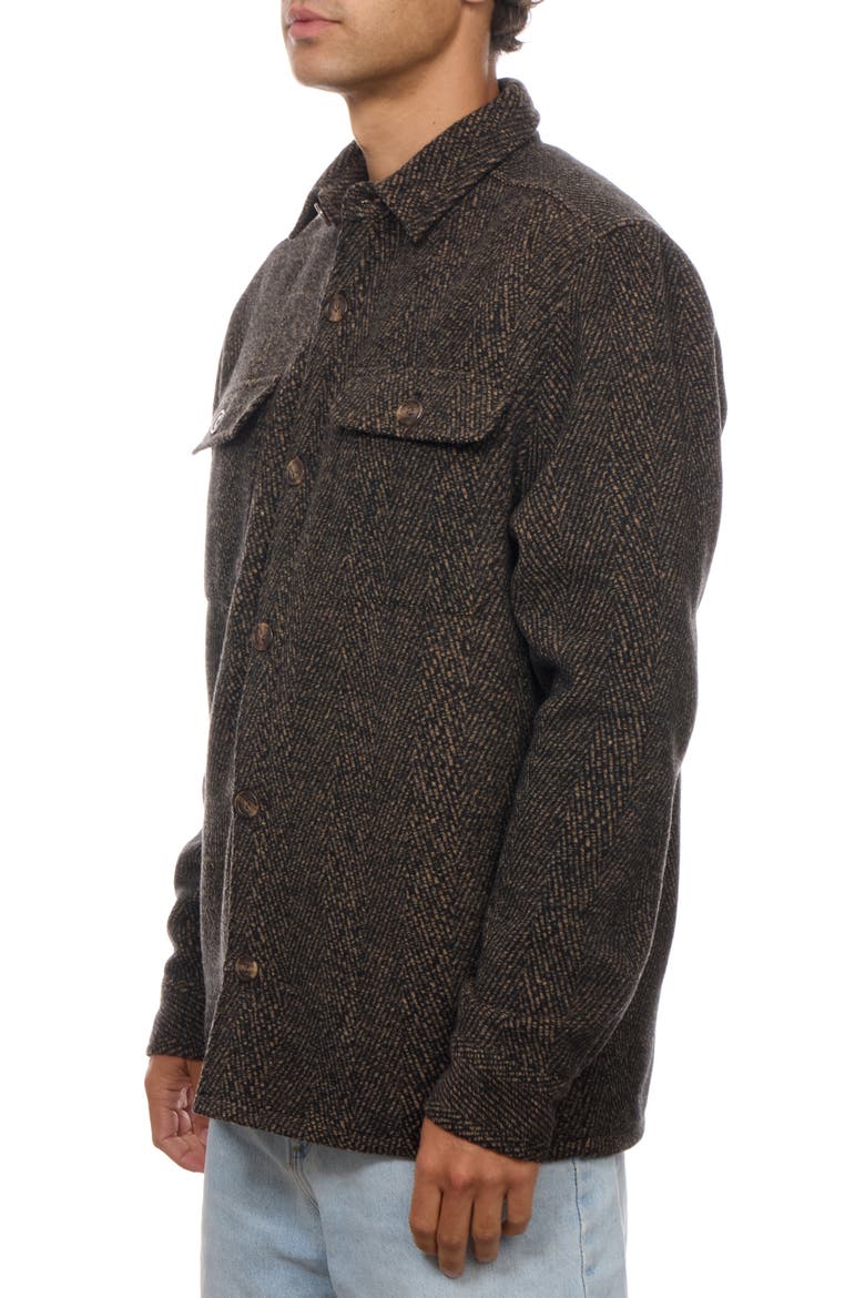 Knit Herringbone Shirt Jacket, Alternate, color, BROWN