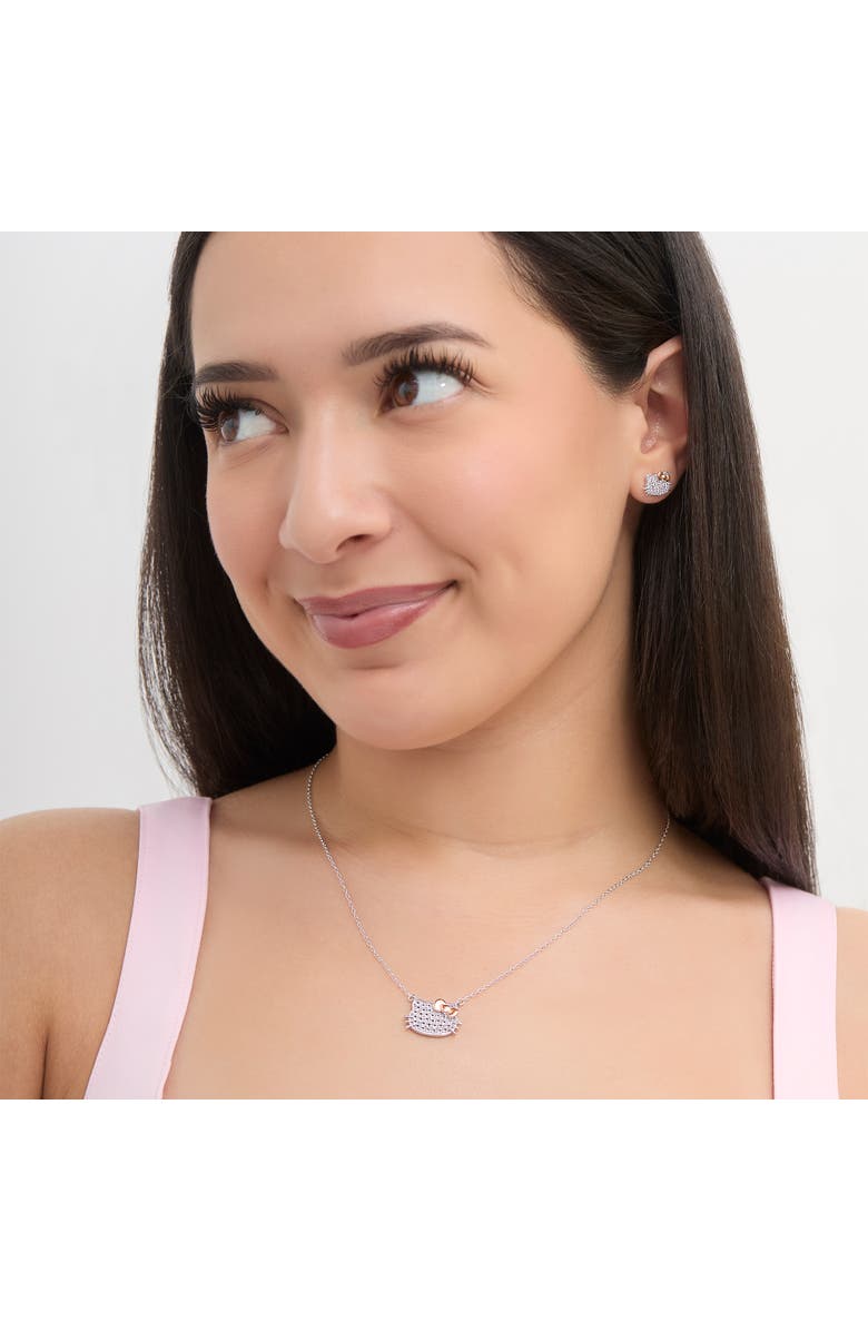 Hello Kitty White Sapphire Stud Earrings, Alternate, color, Silver/Pink