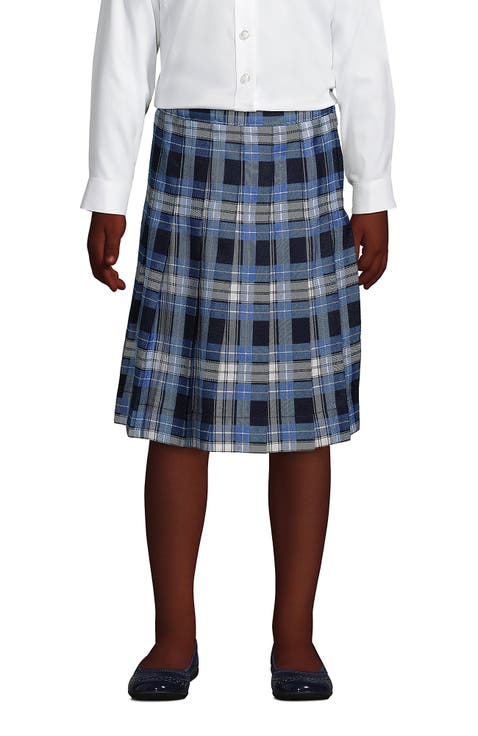 School Uniform Girls Plaid Pleated Skirt Below the Knee