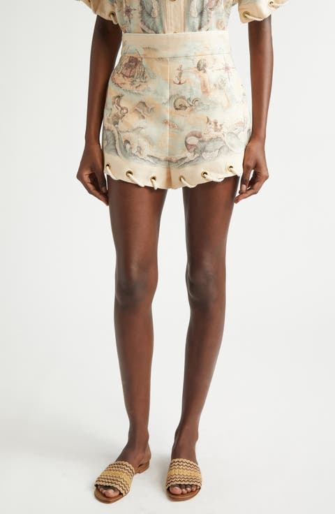 Rebellion Rope Trim Linen Shorts (Regular & Petite)