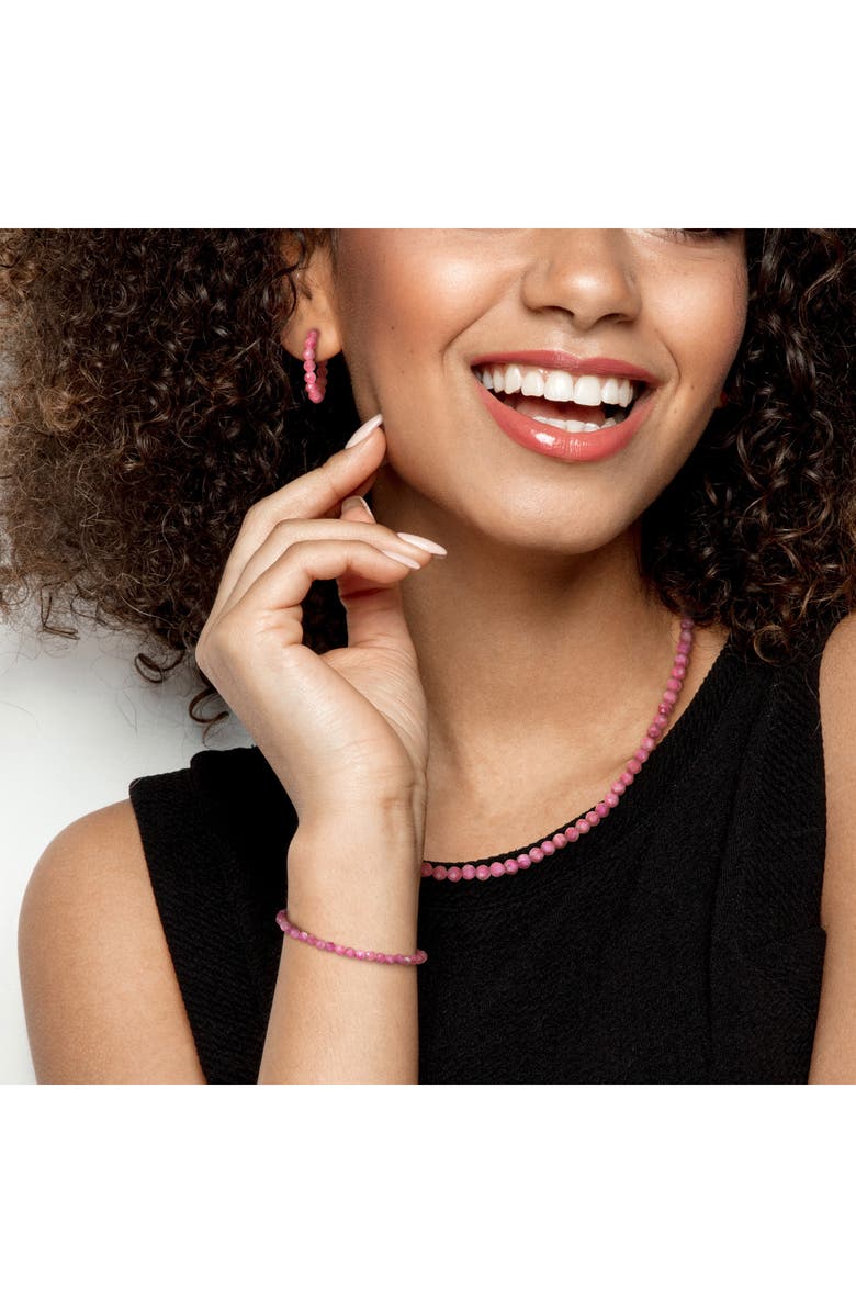 DELMAR Pink Tourmaline Beaded Earrings, Bracelet & Necklace Set, Alternate, color, Pink